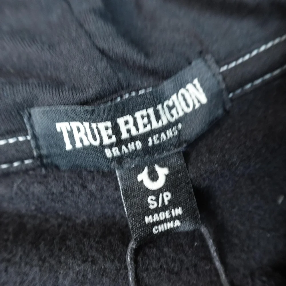 NEW True Religion Hoodie Mens S Black Buddha Logo Full Zip Sweatshirt Jacket Top